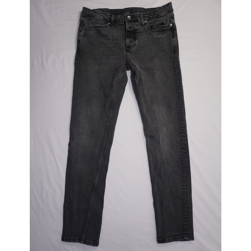 Topman W34 L32 Gray Faded Denim Slim Jeans
